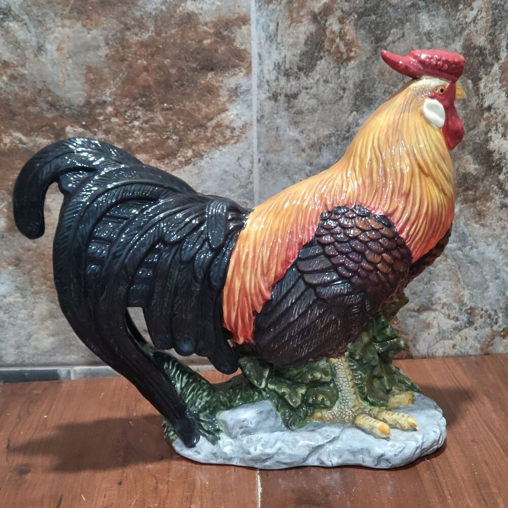 Large Standing Rooster Ceramic Farmhouse Decor 14 Inch Tall
